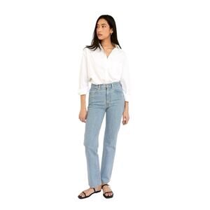 SlvrLake Distressed High Rise Straight Leg Light Wash Jeans London Size 30x31